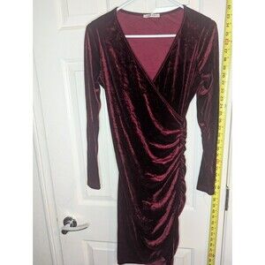 Guberry Women's Red V Neck Long Sleeve Bodycon Wrap Party Dress Size Medium
